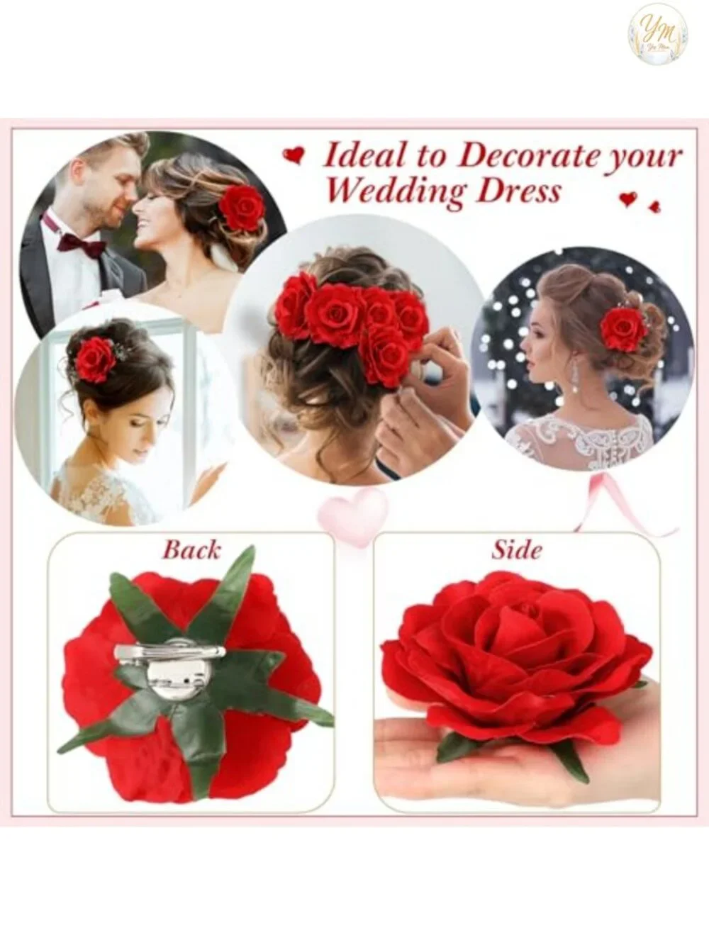 30 Pcs Fabric Rose Hair Clips Wedding Party Hair Accessories